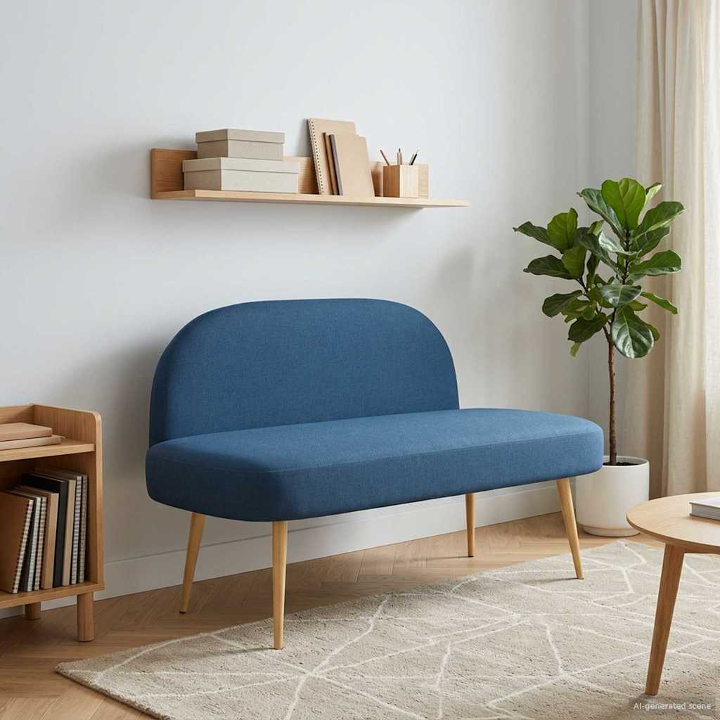 Polstret bænk med ryg Blå 110 x 60 x 76 cm
