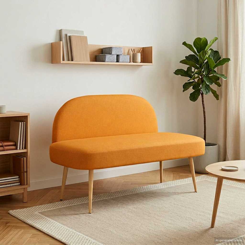 Polstret bænk med ryg Mørkegul 110 x 60 x 76 cm