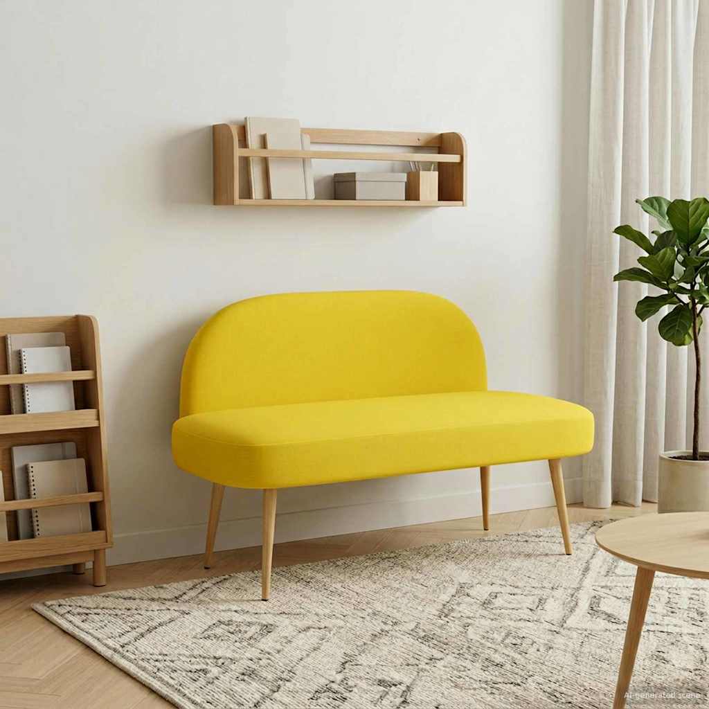Polstret bænk med ryg Lysegul 110 x 60 x 76 cm