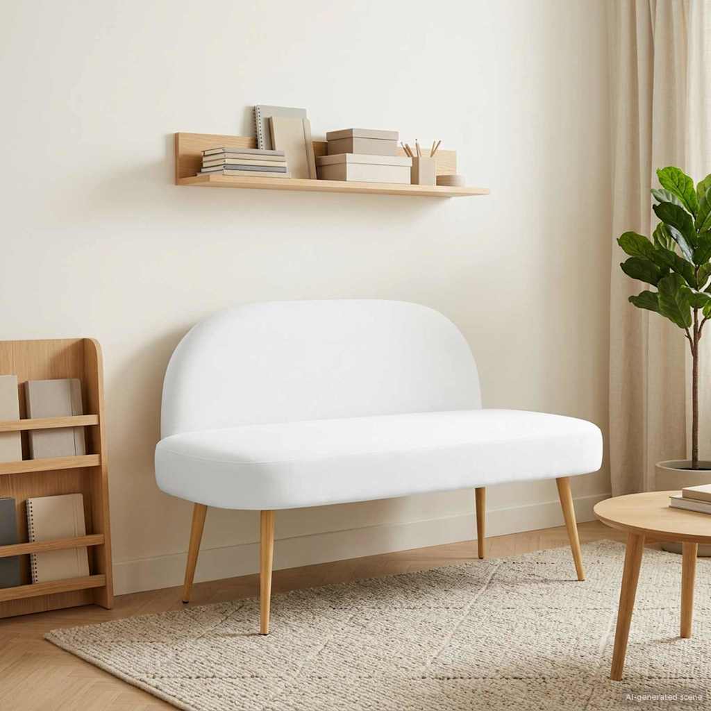 Polstret bænk med ryg Hvid 110 x 60 x 76 cm