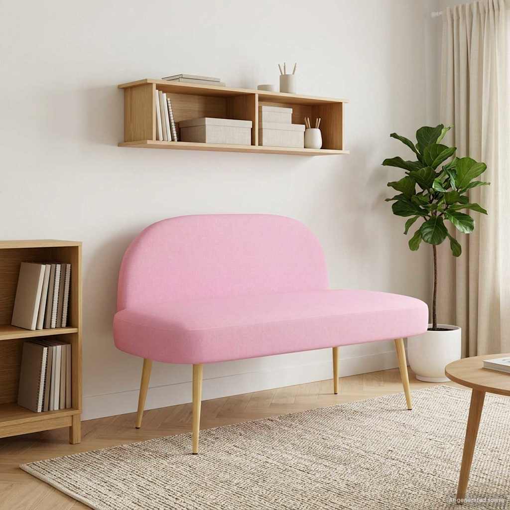 Polstret bænk med ryg Lyserød 110 x 60 x 76 cm