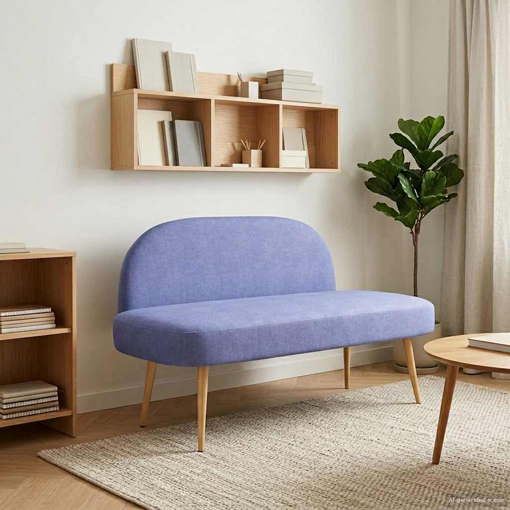Polstret bænk med ryg Jeans Blå 110 x 60 x 76 cm