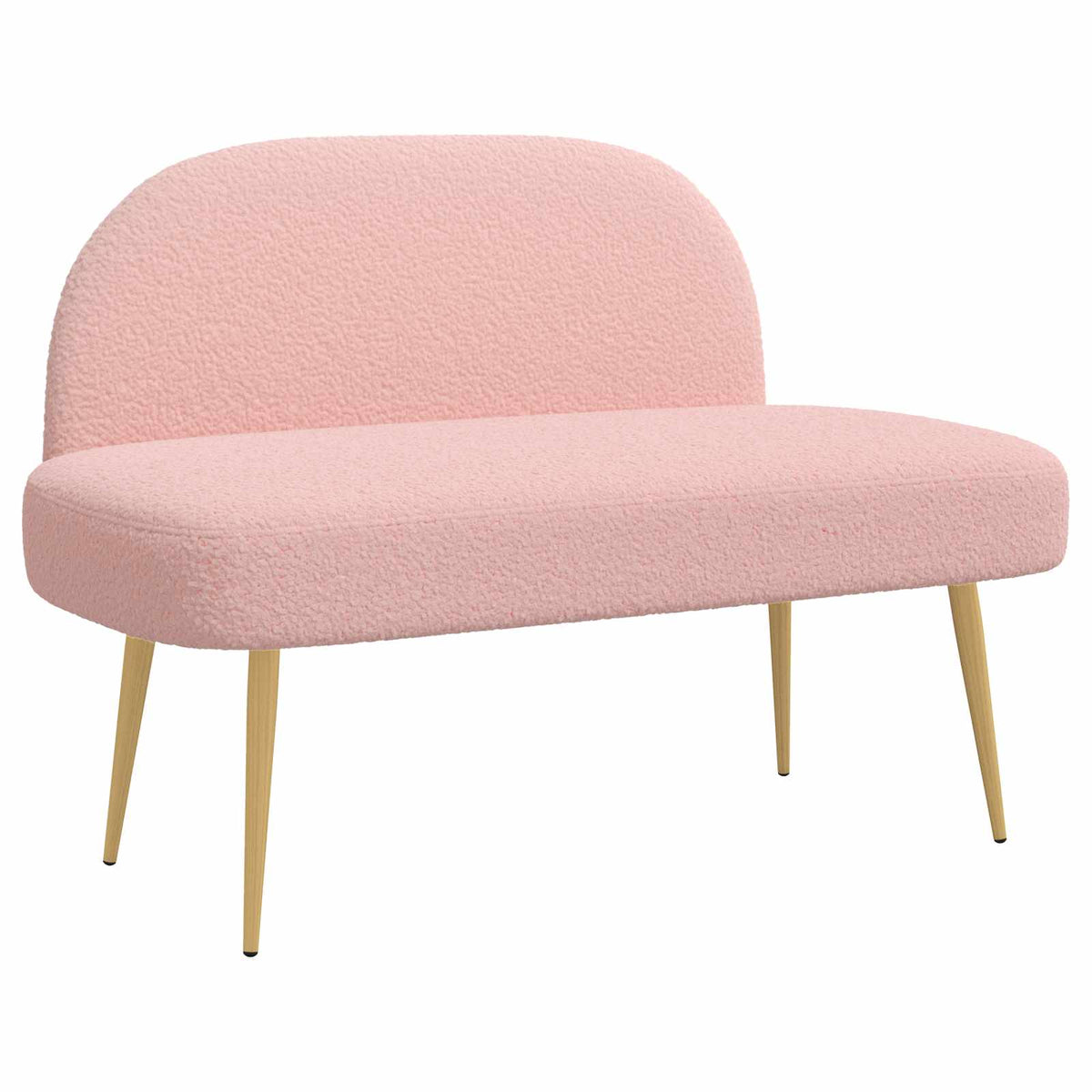 Polstret bænk med ryg Lyserød 110 x 60 x 76 cm Bouclé