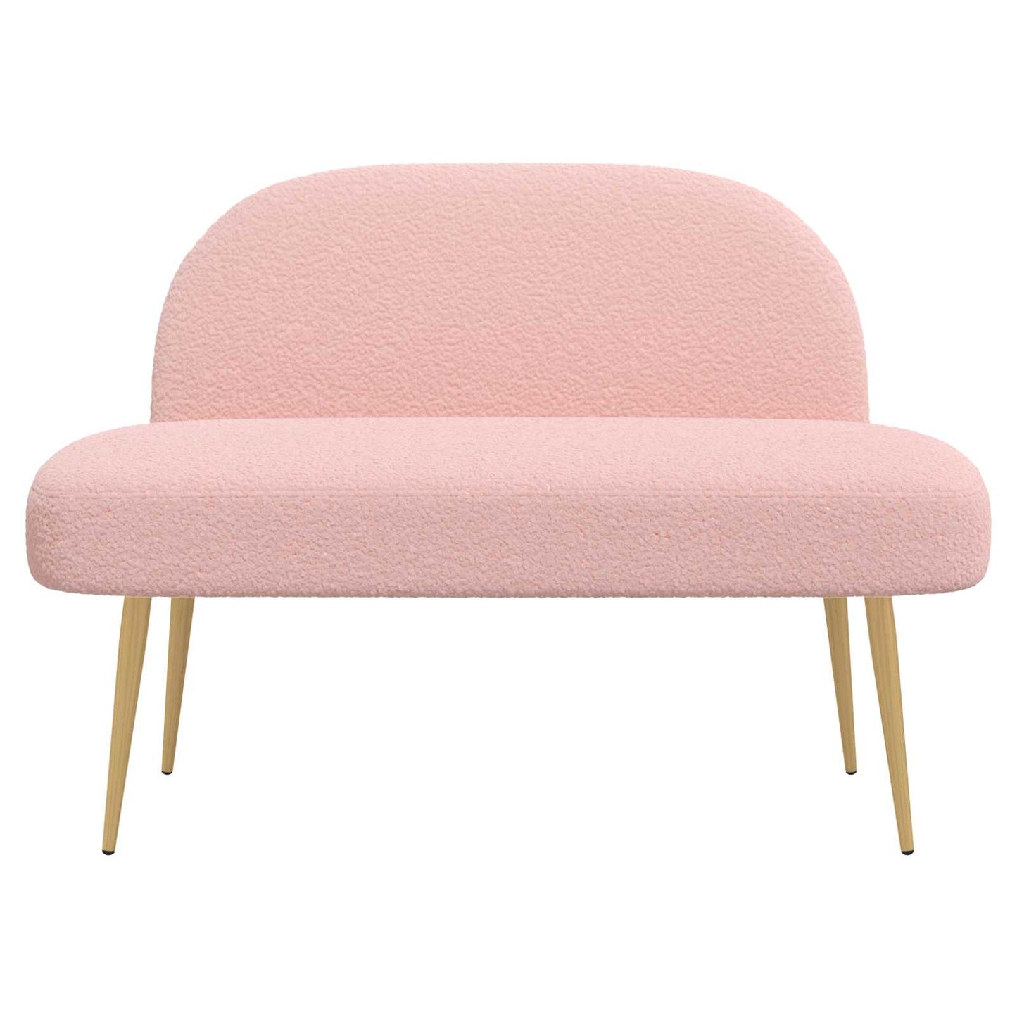 Polstret bænk med ryg Lyserød 110 x 60 x 76 cm Bouclé