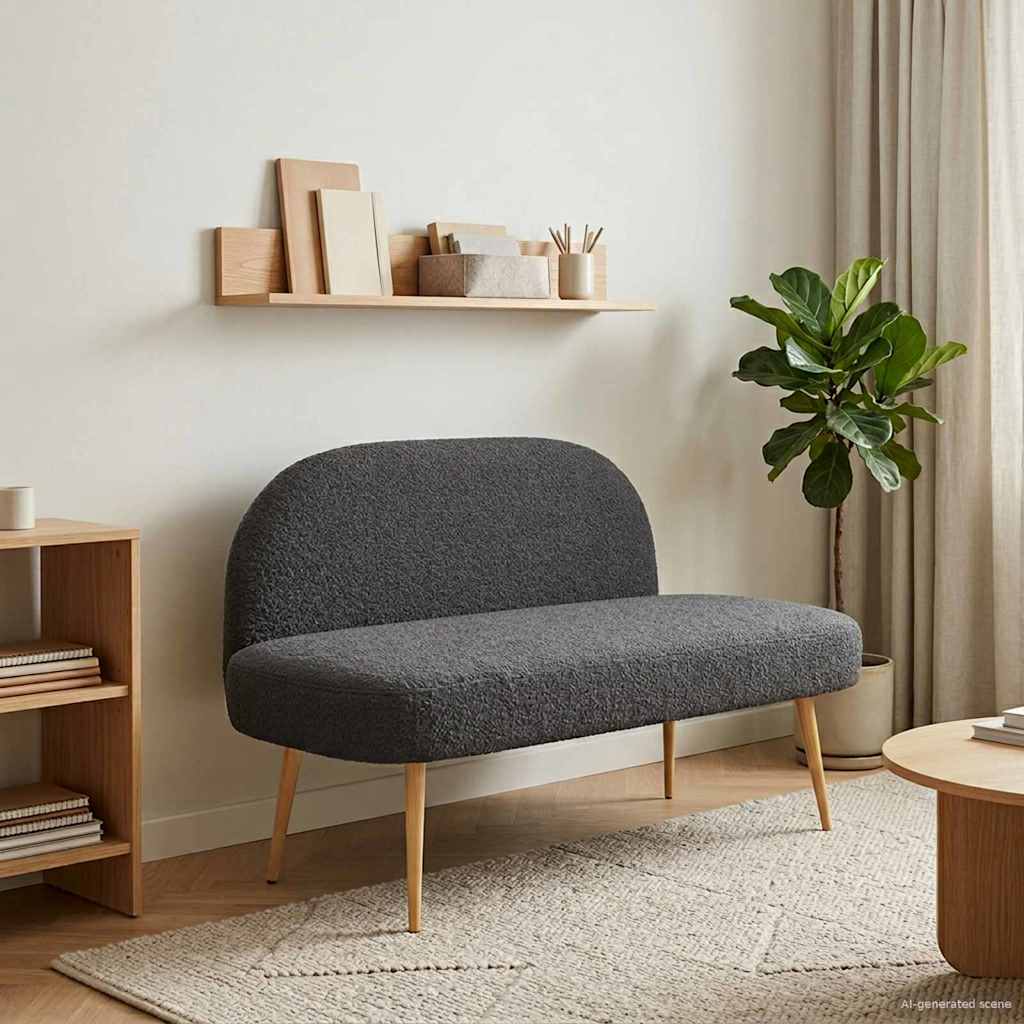 Polstret bænk med ryg Mørkegrå 110 x 60 x 76 cm Bouclé