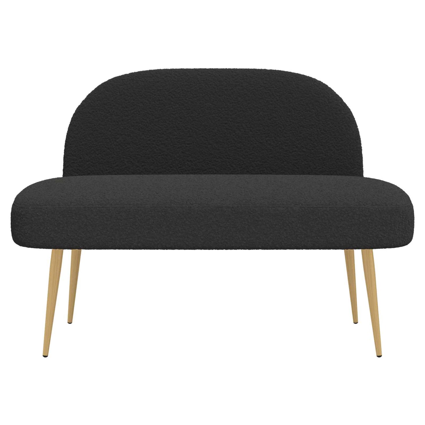 Polstret bænk med ryg Sort 110 x 60 x 76 cm Bouclé