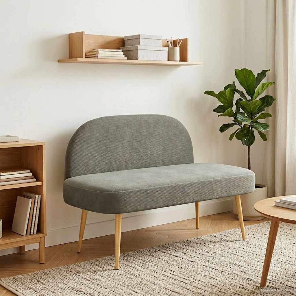 Polstret bænk med ryg Lysegrå 110 x 60 x 76 cm Velourstof