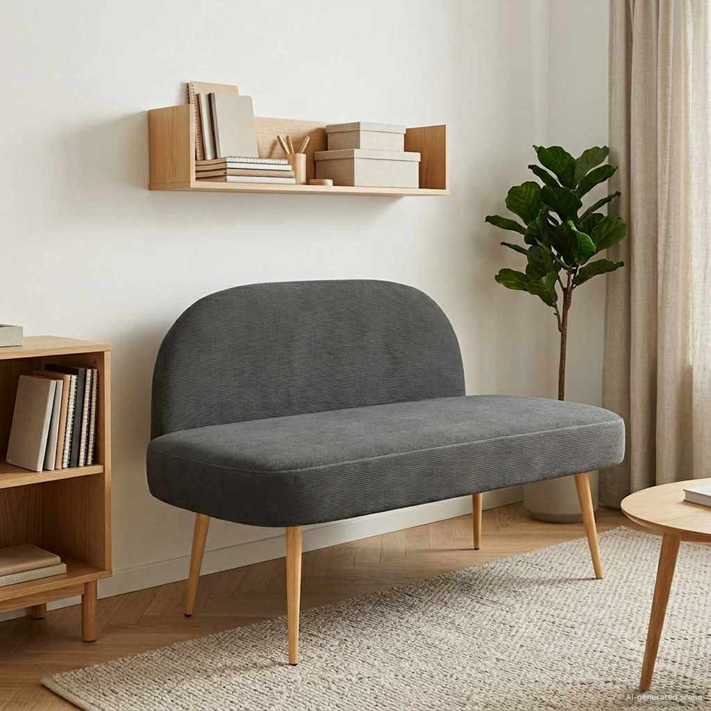 Polstret bænk med ryg Mørkegrå 110 x 60 x 76 cm Velourstof