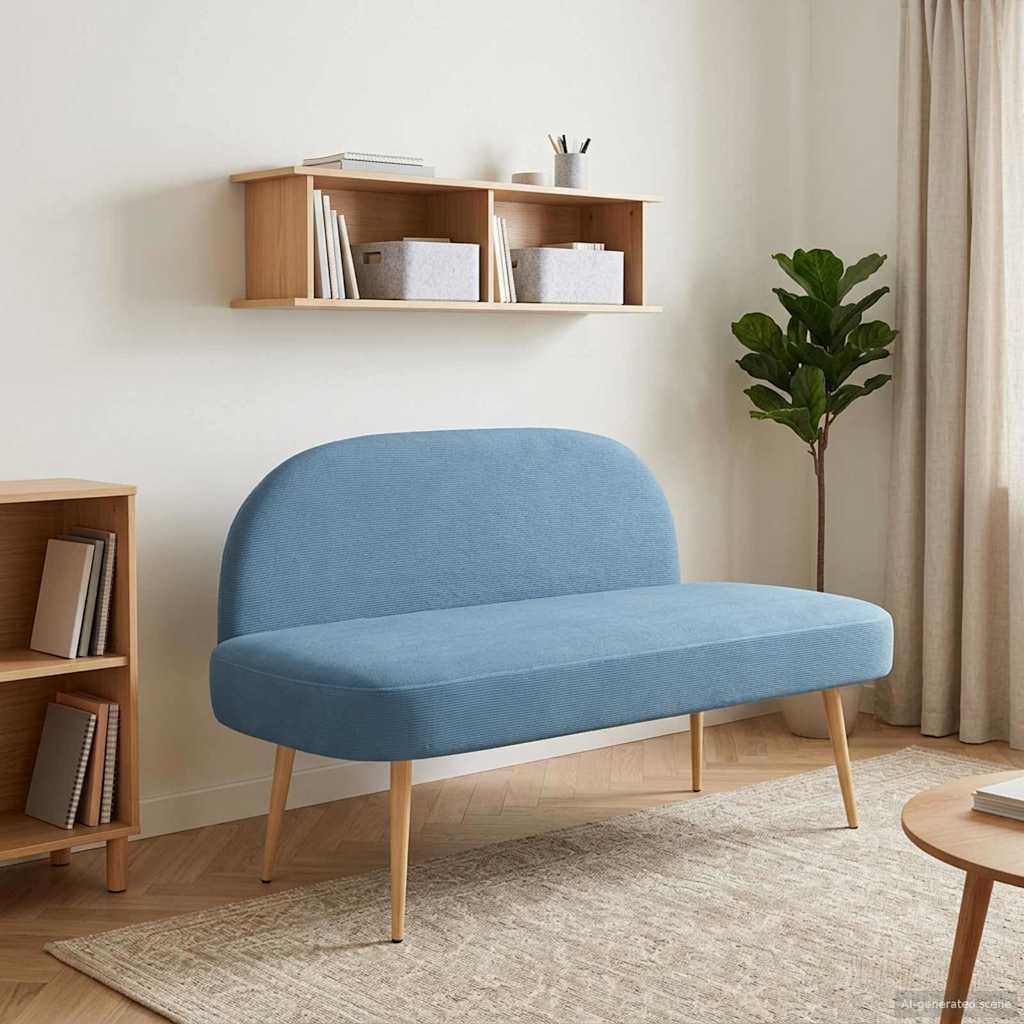Polstret bænk med ryg Blå 110 x 60 x 76 cm Velourstof