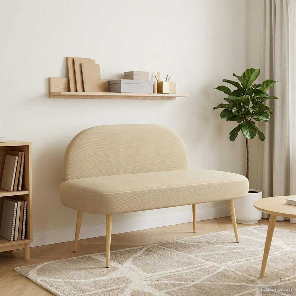 Polstret bænk med ryg Lysegrå 110 x 60 x 76 cm Velourstof