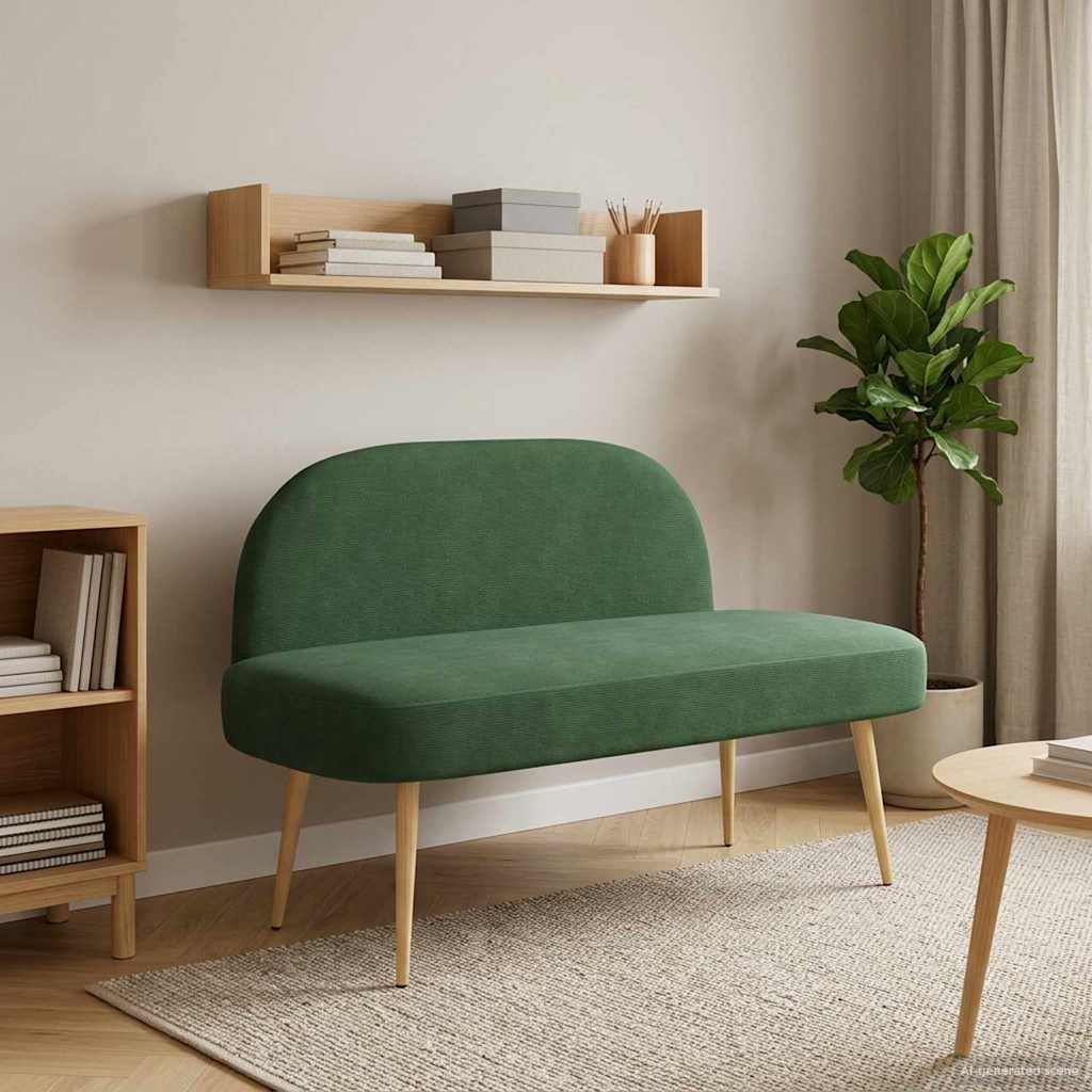 Polstret bænk med ryg Junglegrøn 110 x 60 x 76 cm Velourstof
