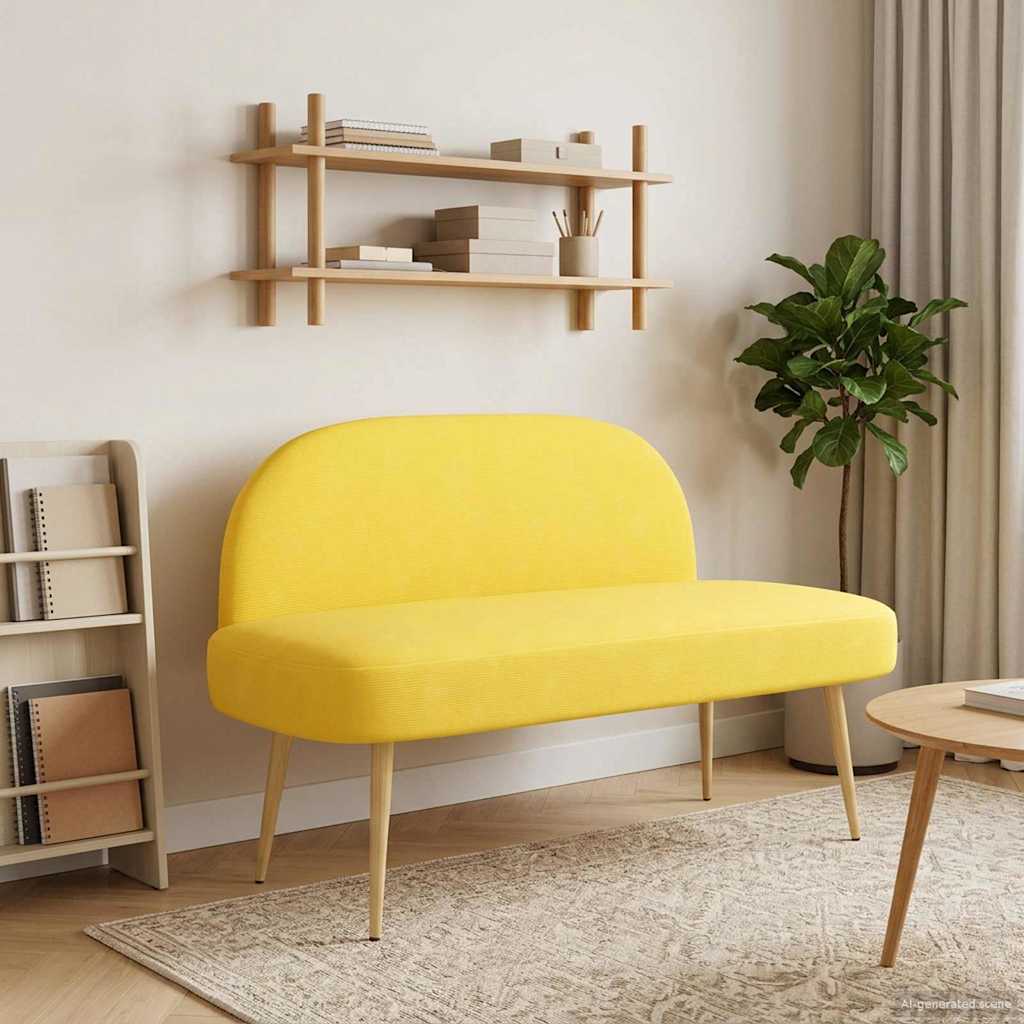 Polstret bænk med ryg Lysegul 110 x 60 x 76 cm Velourstof