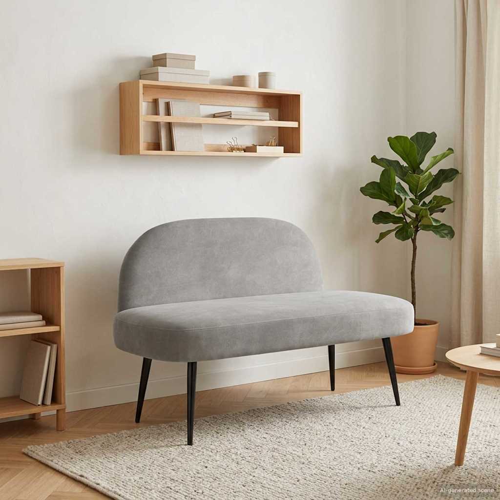 Polstret bænk med ryg Lysegrå 110 x 60 x 76 cm Fløjl