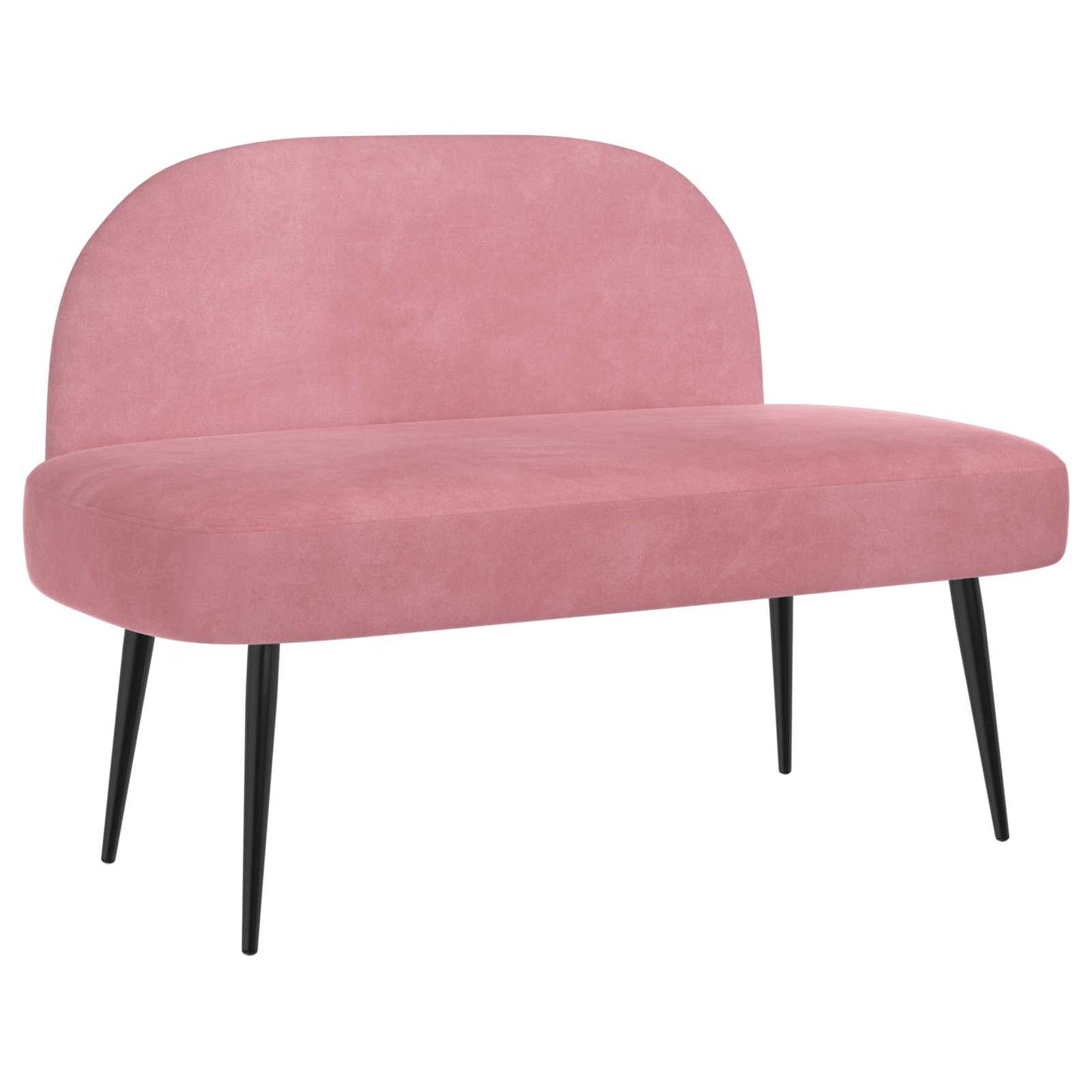 Polstret bænk med ryg Lyserød 110 x 60 x 76 cm Fløjl