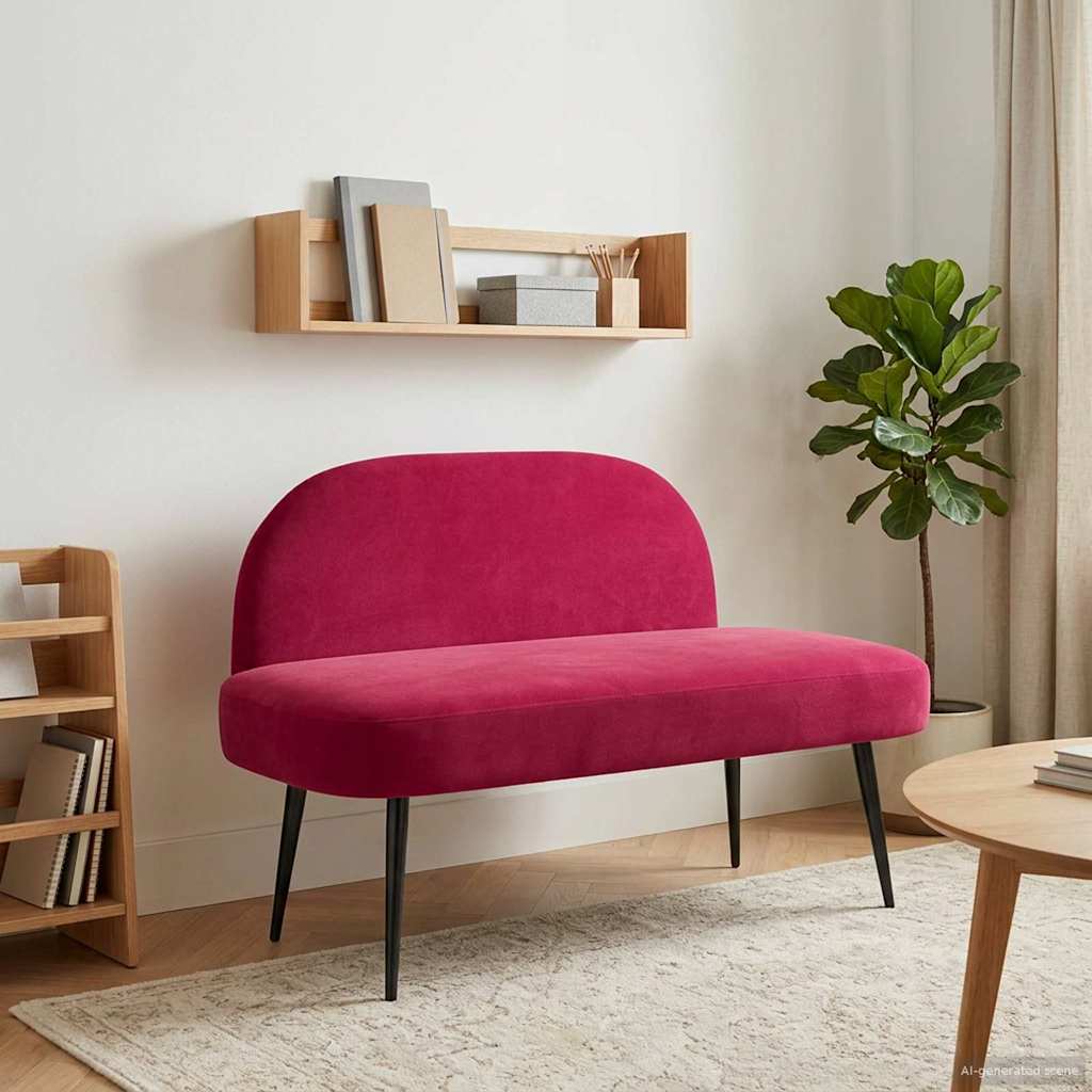 Polstret bænk med ryg Vinrød 110 x 60 x 76 cm Fløjl