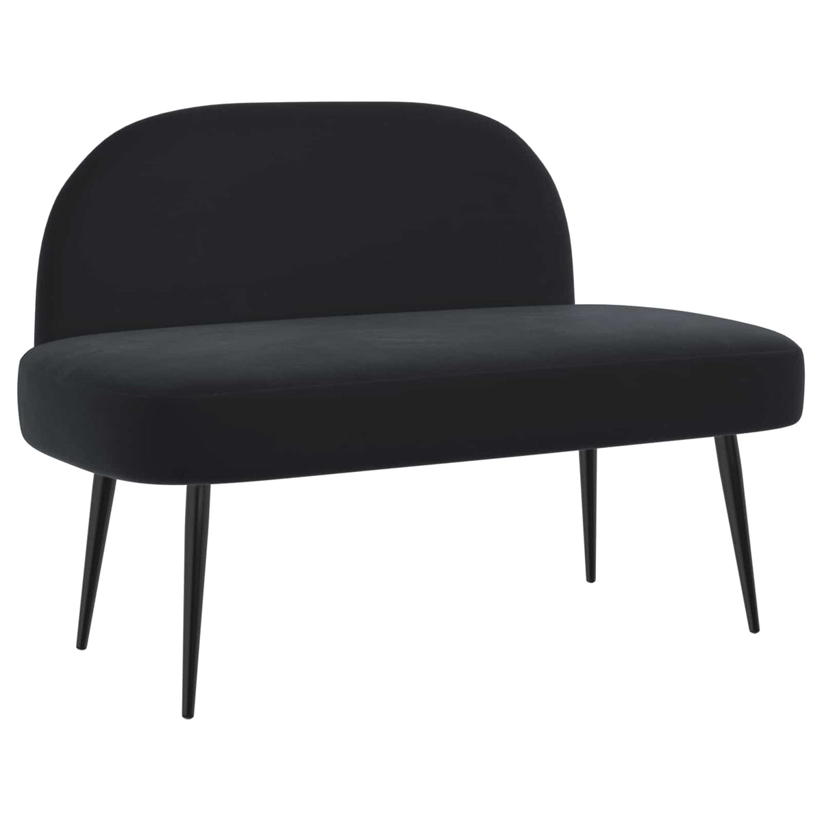 Polstret bænk med ryg Sort 110 x 60 x 76 cm Fløjl