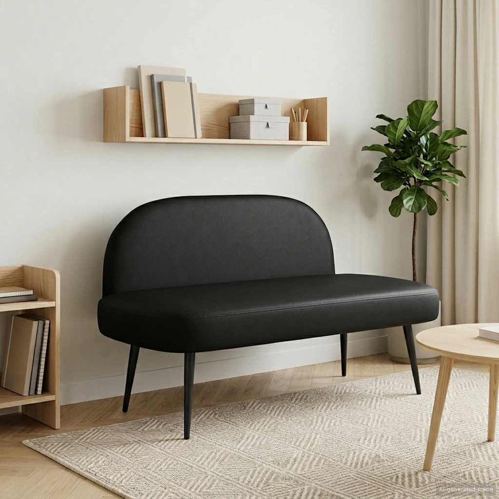 Polstret bænk med ryg Sort 110 x 60 x 76 cm Kunstlæder
