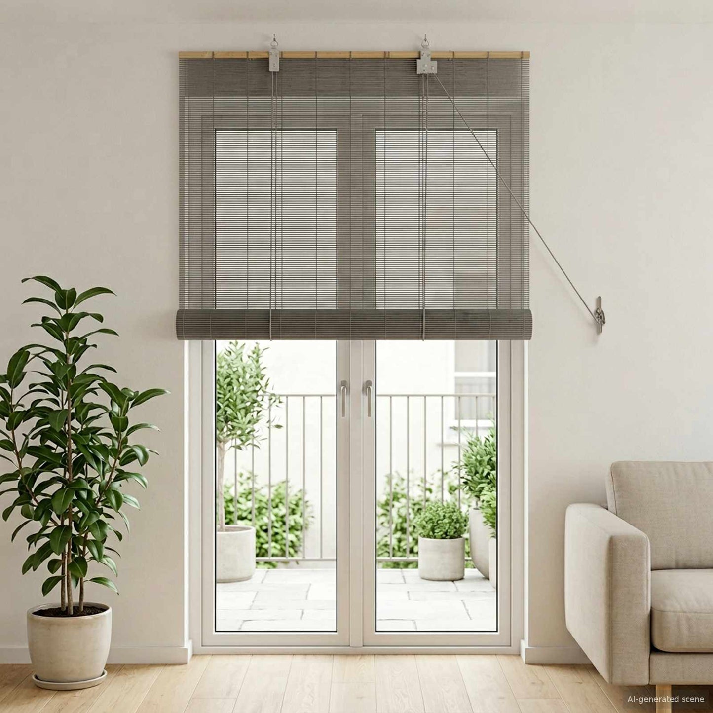 Rullegardin Grå 90 x 220 cm Bambus