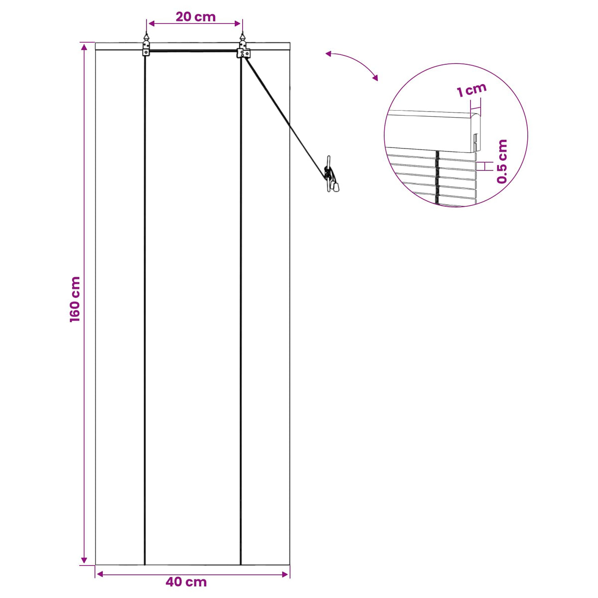 Rullegardin Brun 40 x 160 cm Bambus