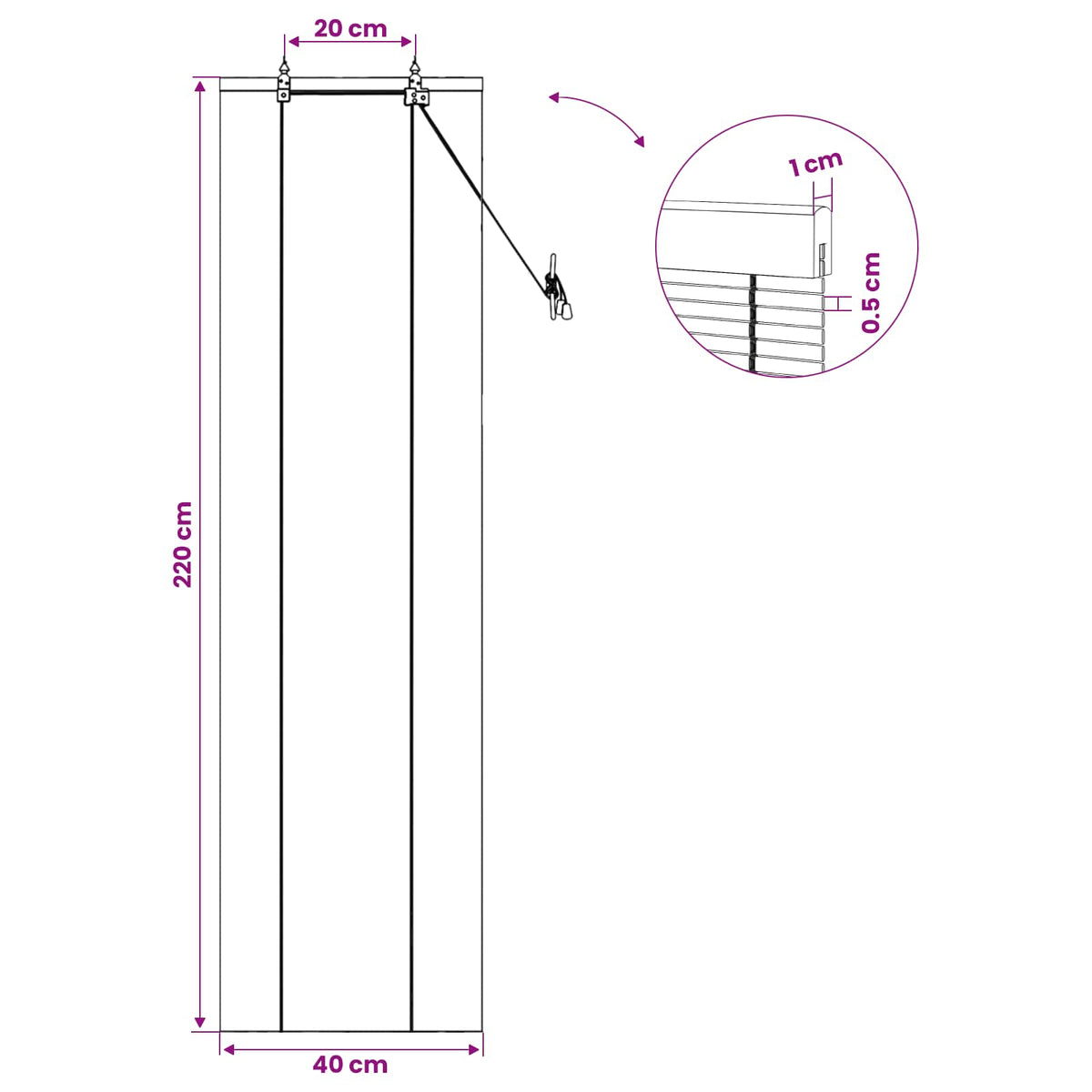 Rullegardin Brun 40 x 220 cm Bambus