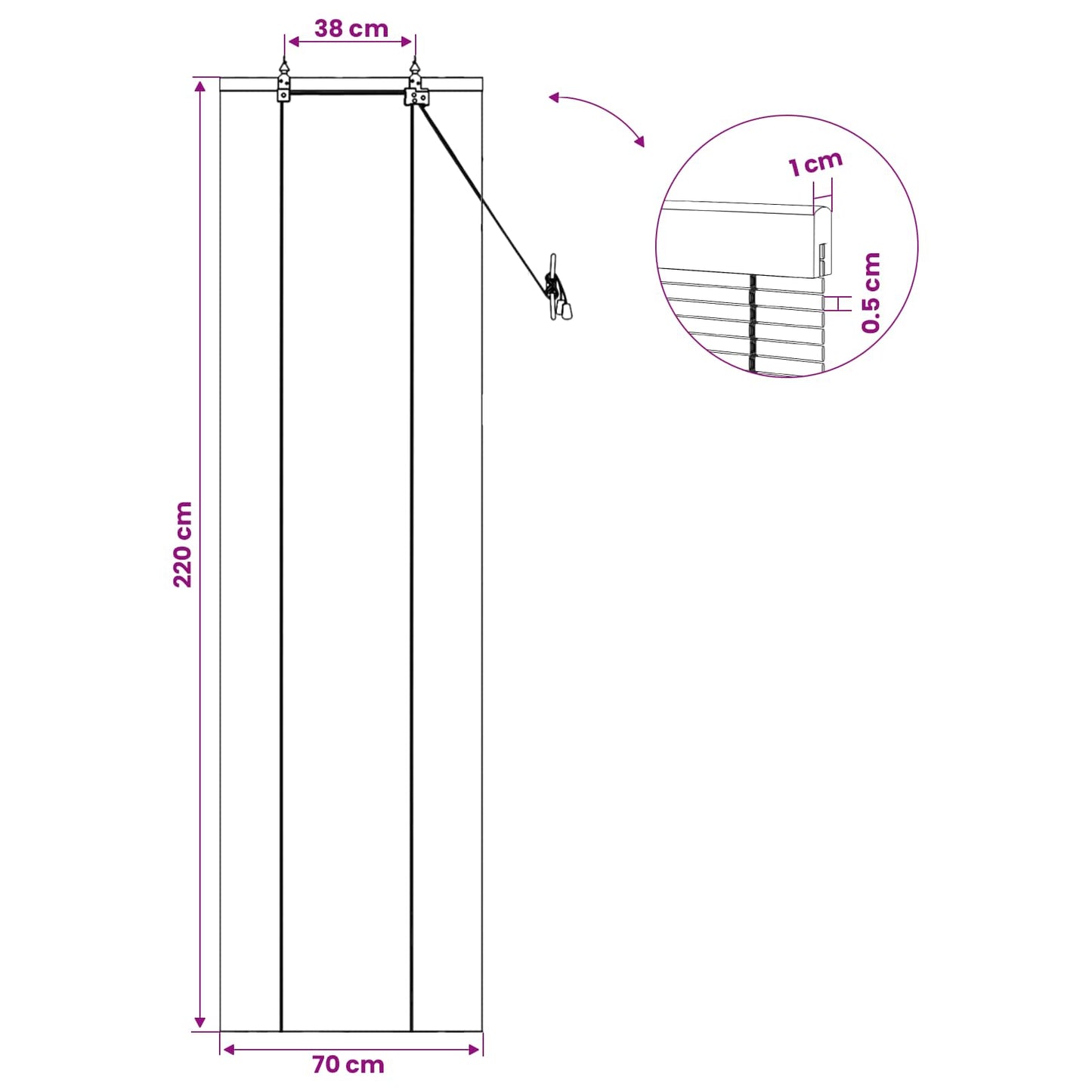 Rullegardin Brun 70 x 220 cm Bambus