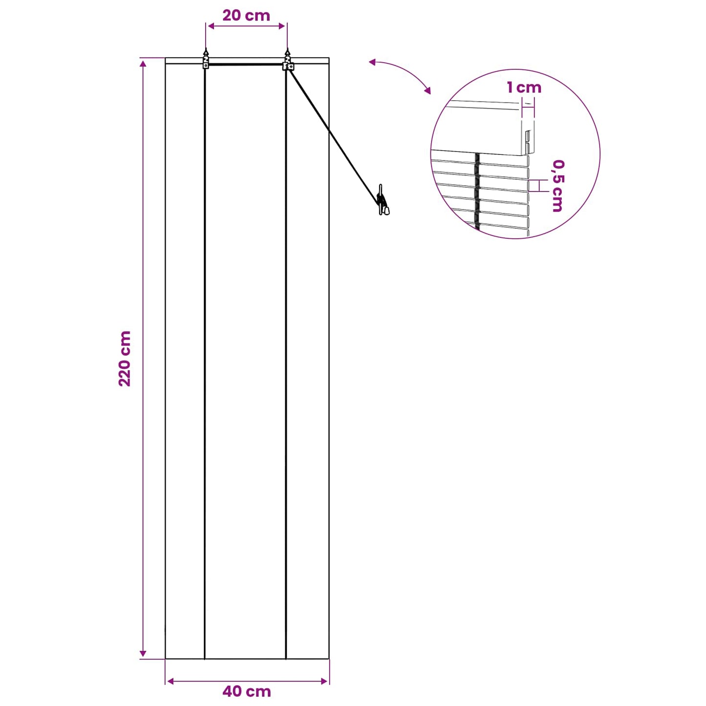Rullegardin Naturfarvet 40 x 220 cm Bambus