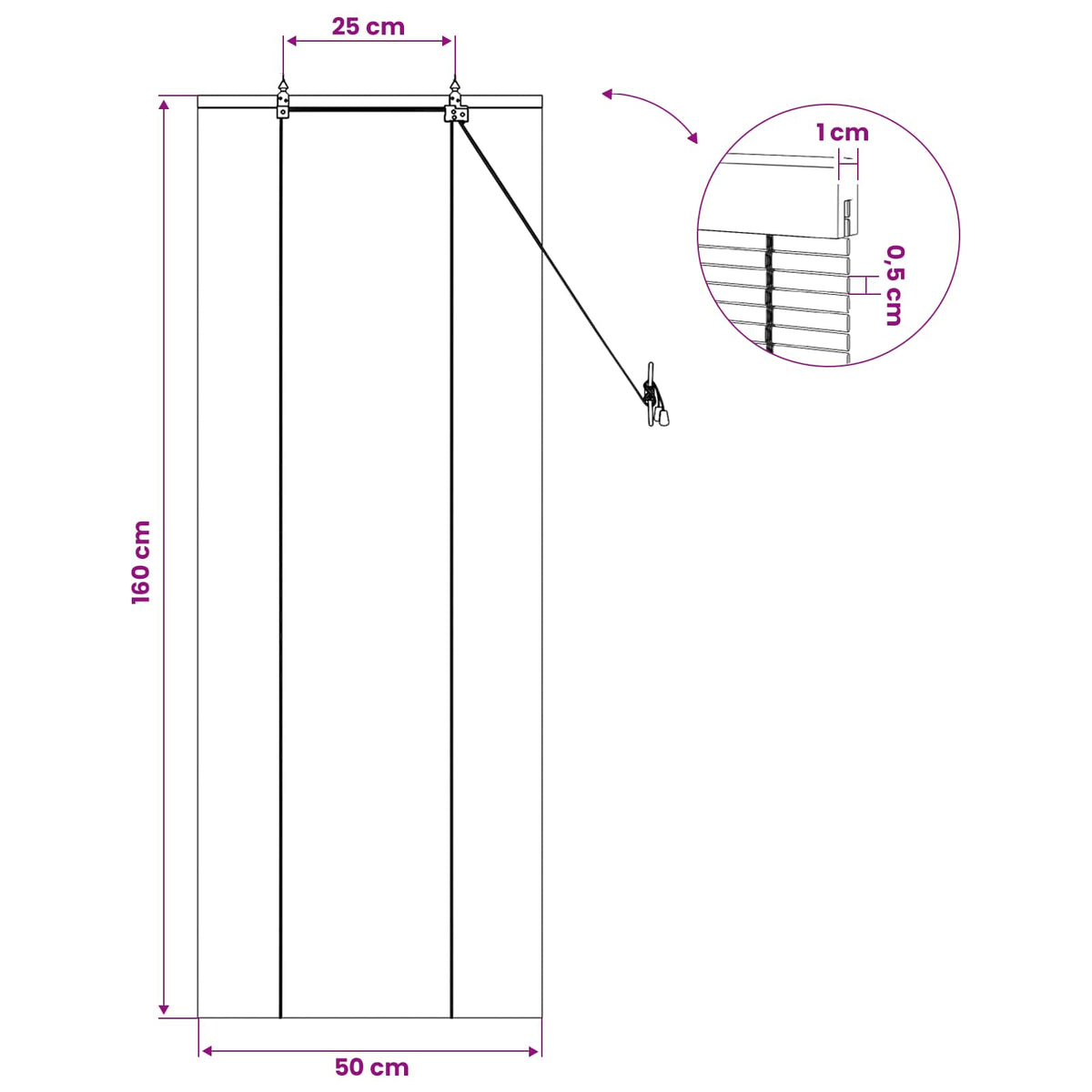 Rullegardin Naturfarvet 50 x 160 cm Bambus