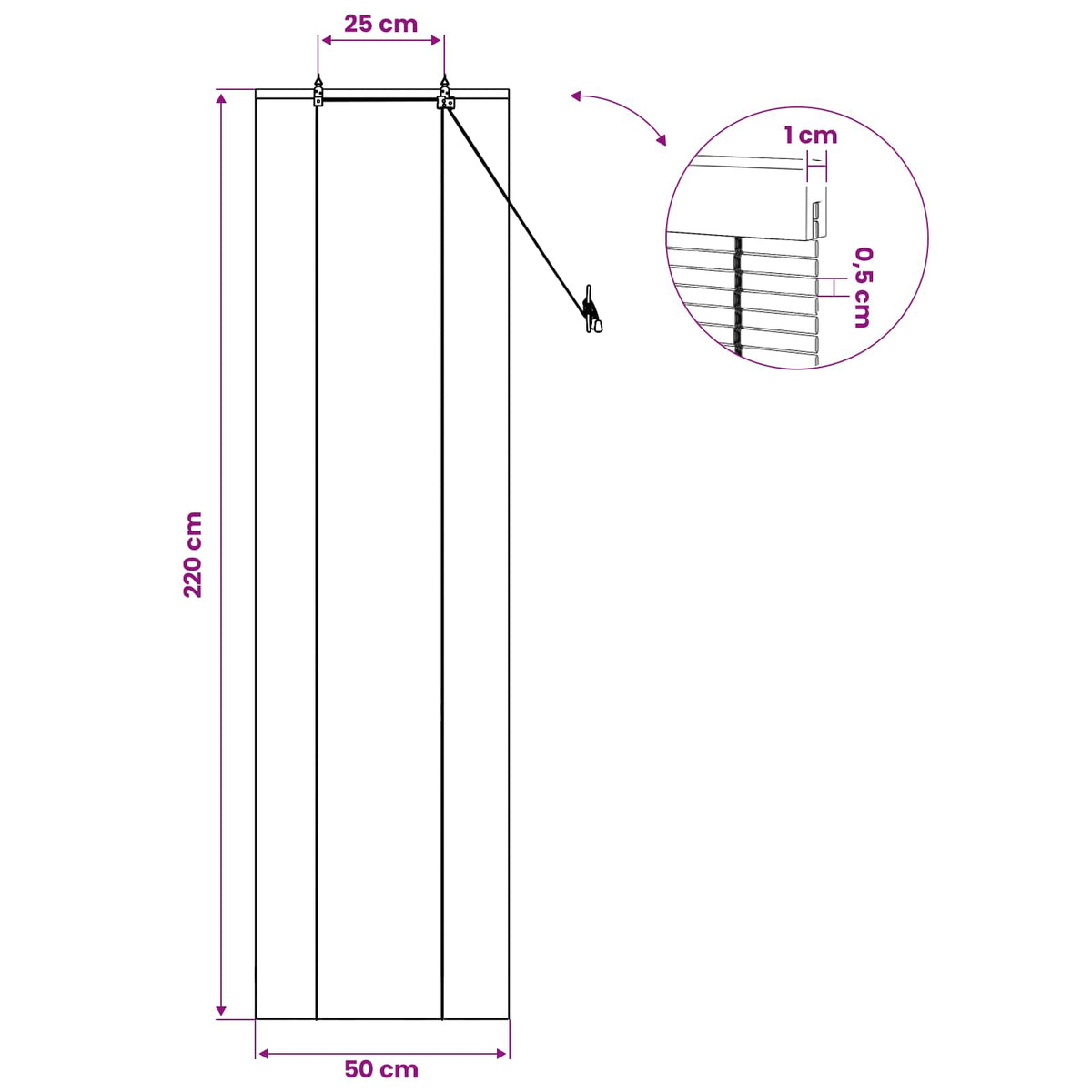 Rullegardin Naturfarvet 50 x 220 cm Bambus