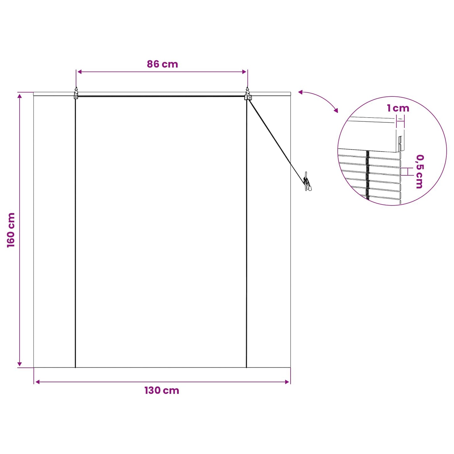 Rullegardin Naturfarvet 130 x 160 cm Bambus