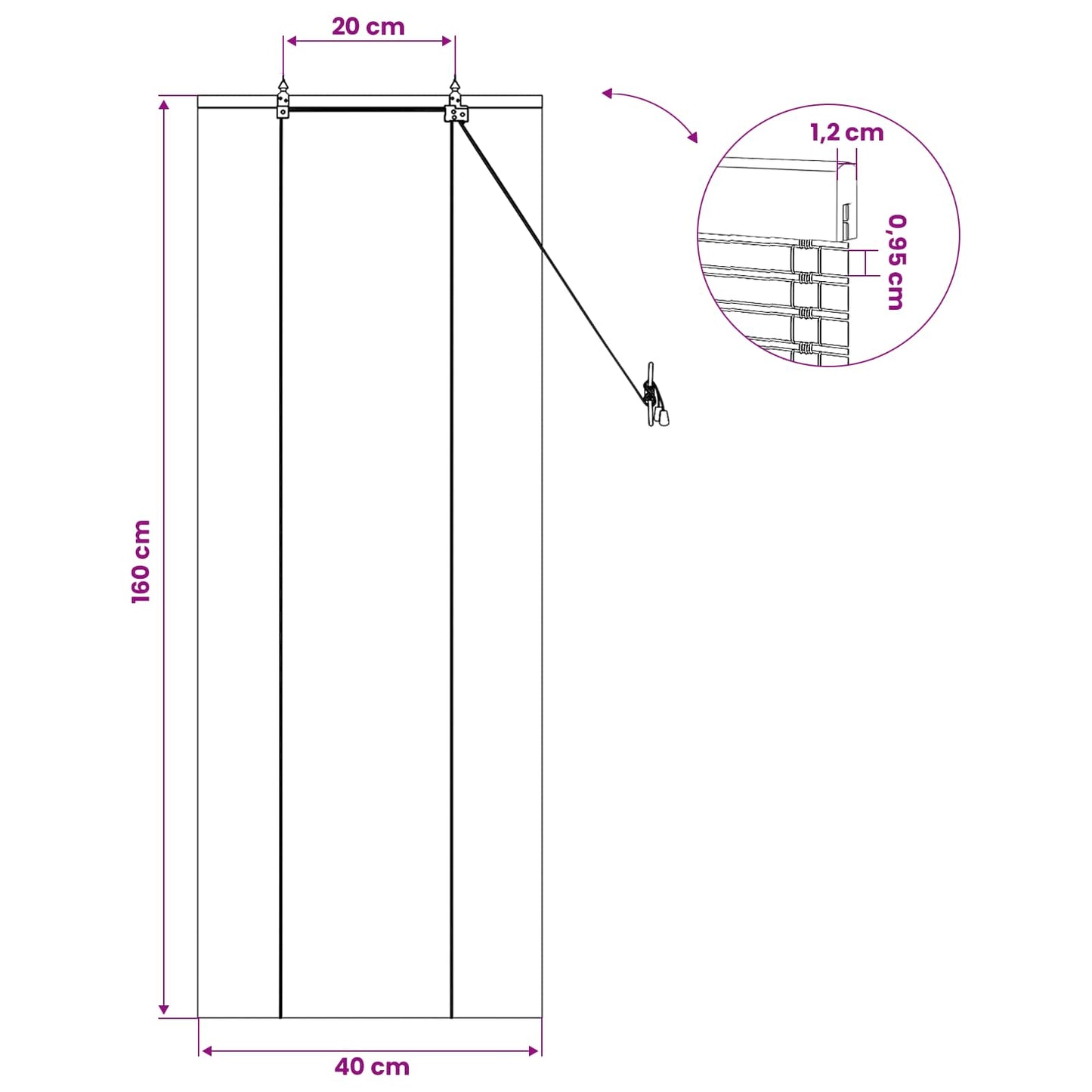 Rullegardin Naturlig og Brun 40 x 160 cm Bambus