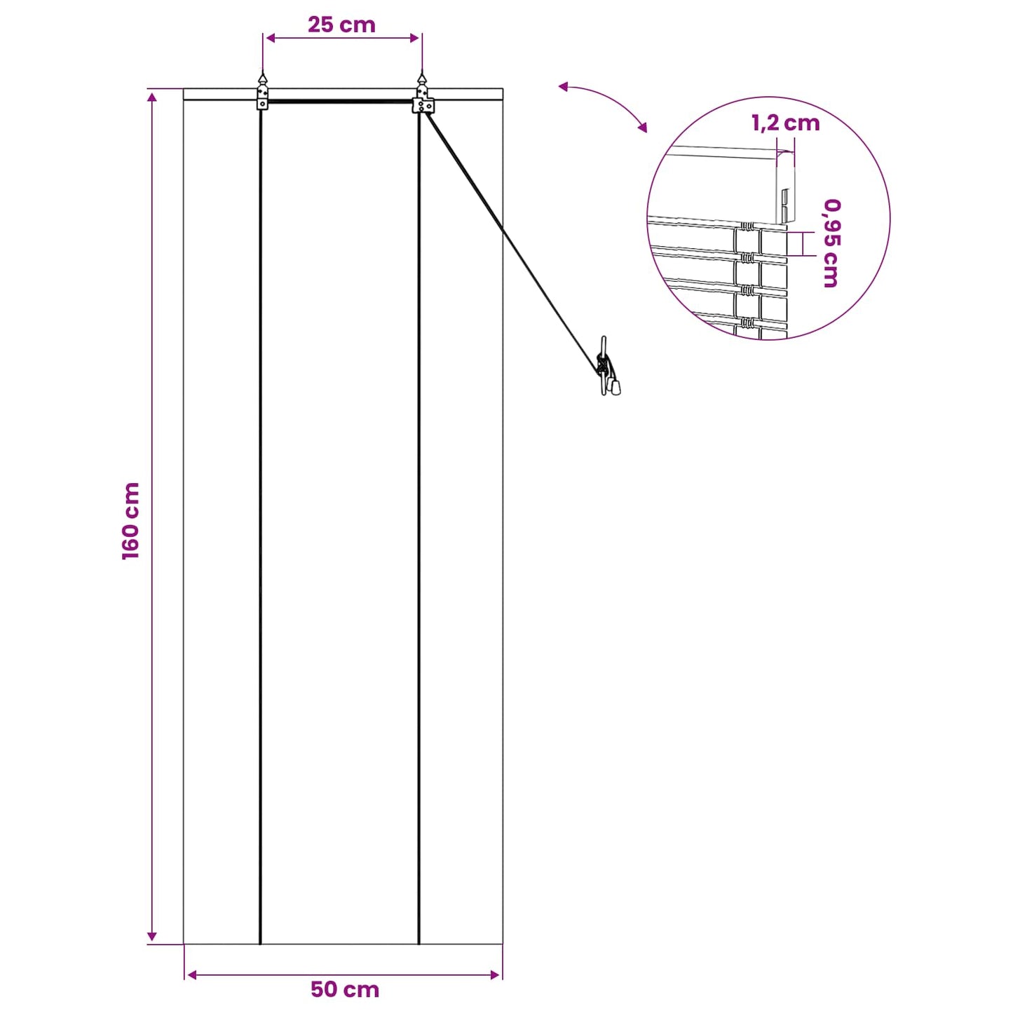 Rullegardin Naturlig og Brun 50 x 160 cm Bambus