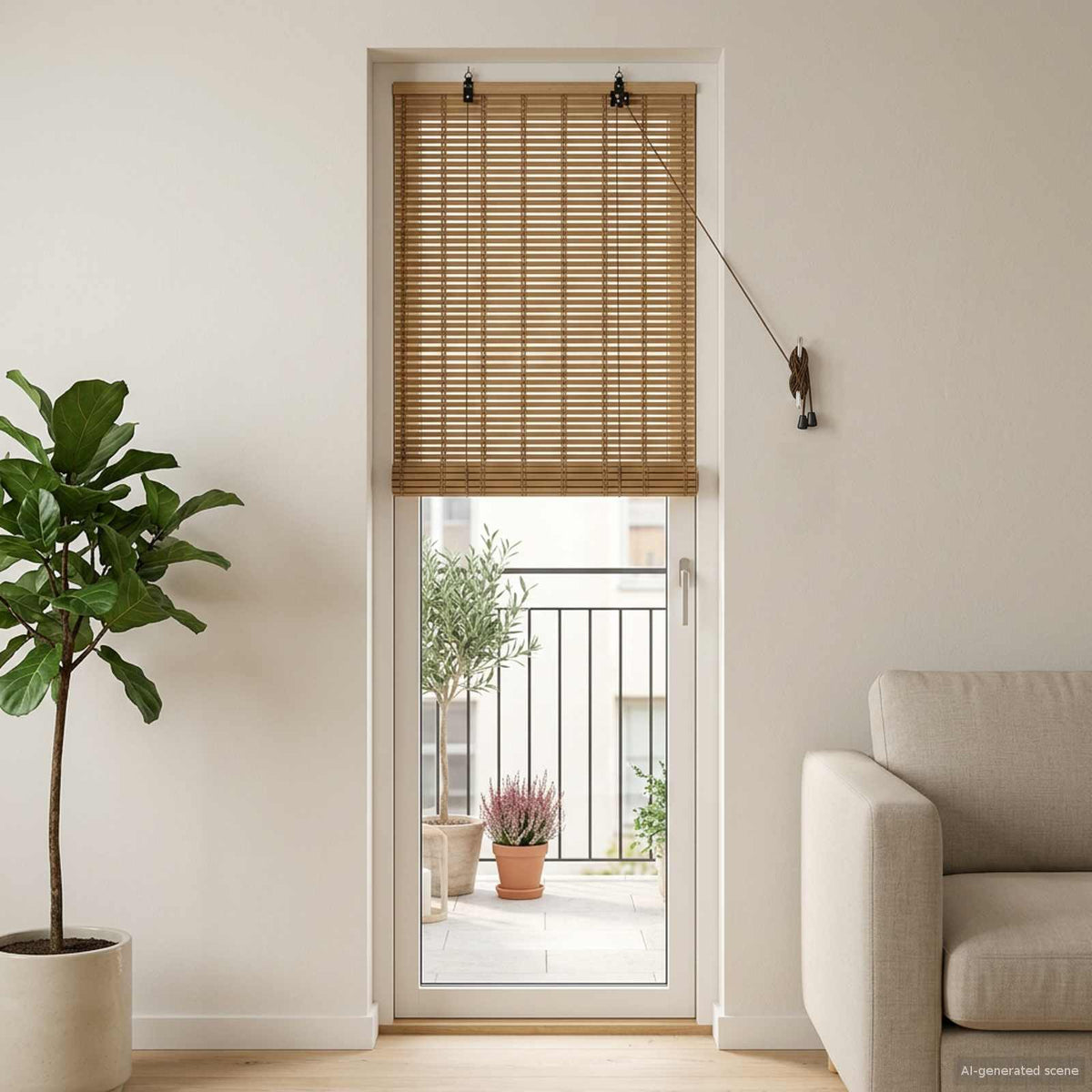 Rullegardin Naturlig og Brun 50 x 220 cm Bambus