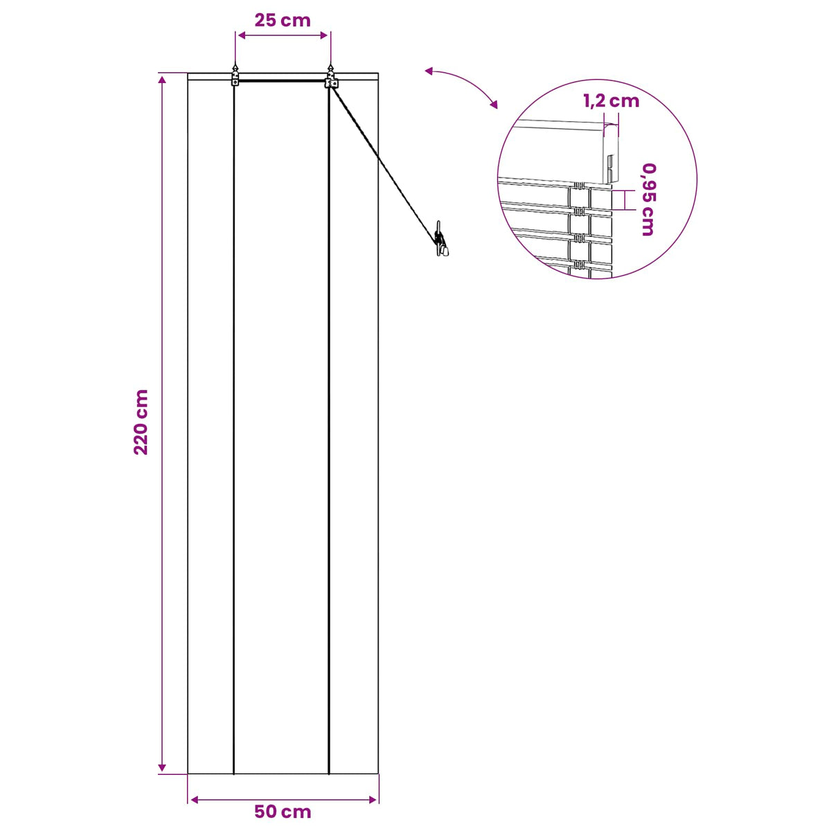 Rullegardin Naturlig og Brun 50 x 220 cm Bambus