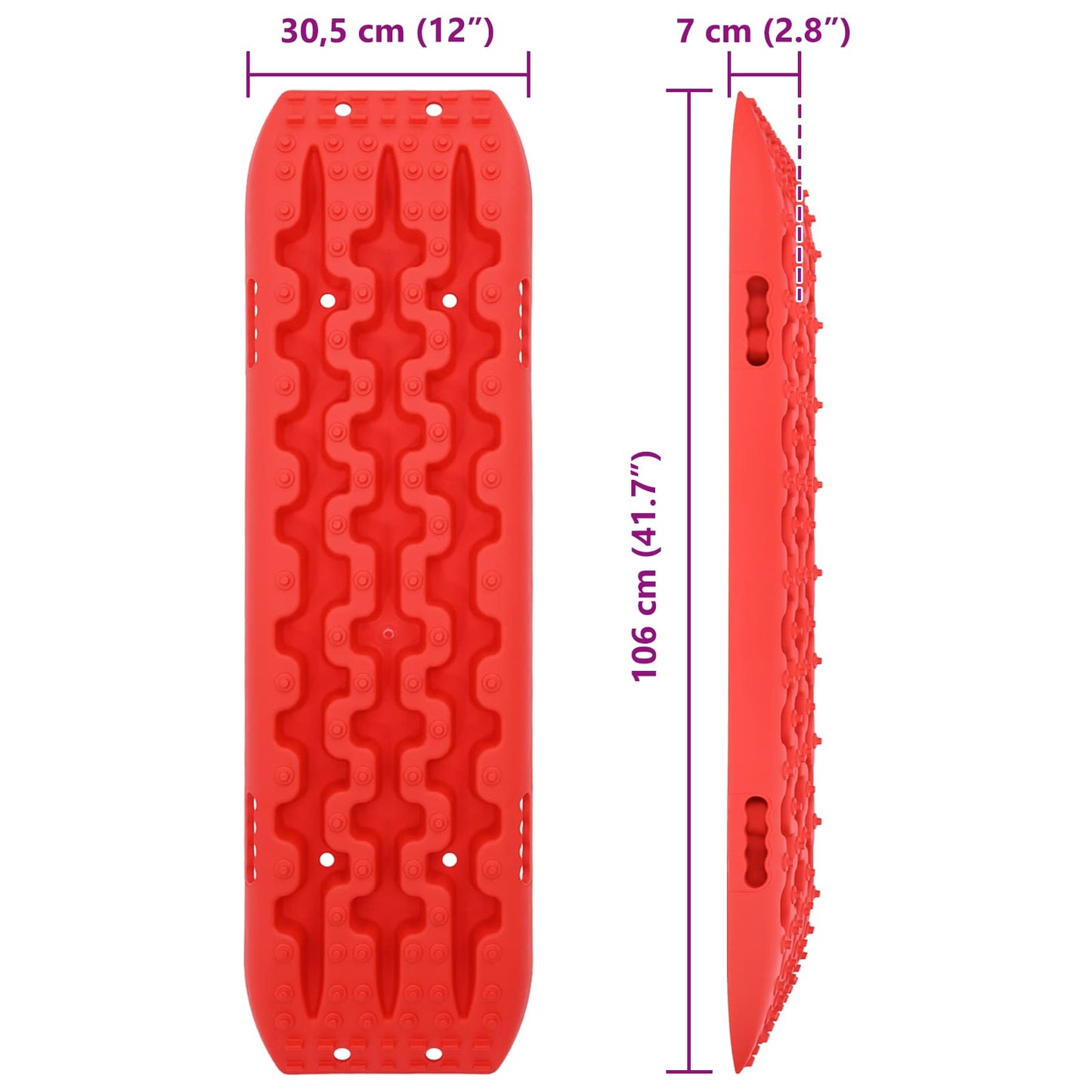 Traction Board 2 stk. Rød 106 x 30,5 x 7 cm Forstærket nylon