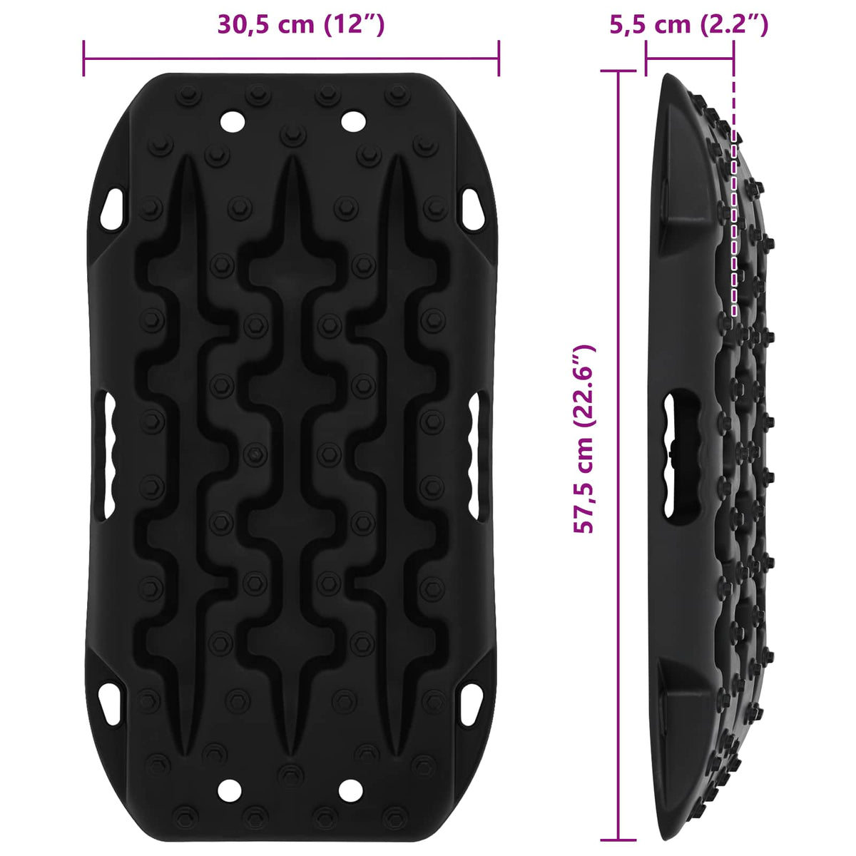 Traction Board 2 stk. Sort 57,5x30,5x5,5 cm Forstærket nylon