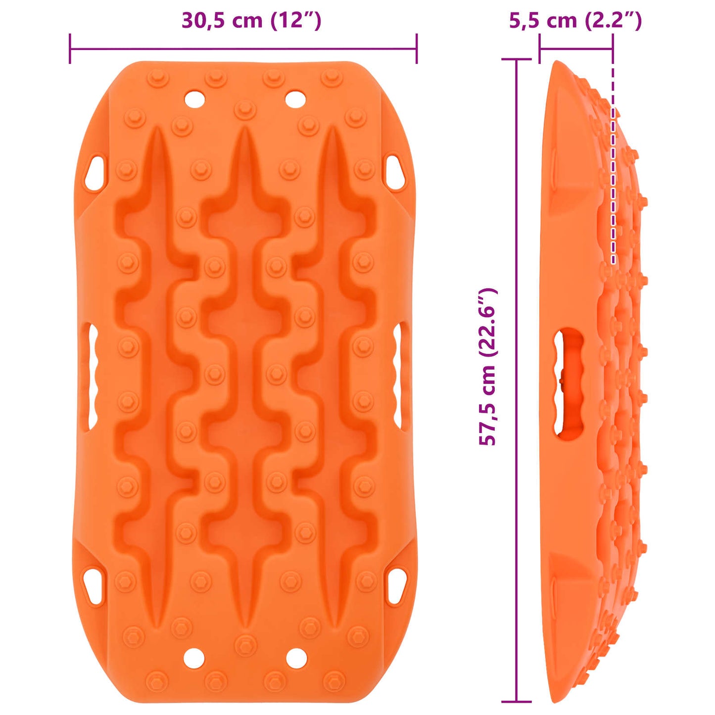 Traction Board 2 stk. Orange 57,5x30,5x5,5 cm Forstærket nylon