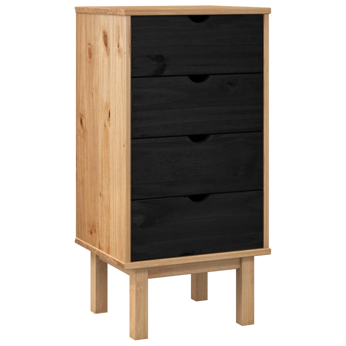 Skuffeskab OTTA Sort 45 x 39 x 90 cm Massivt fyrretræ