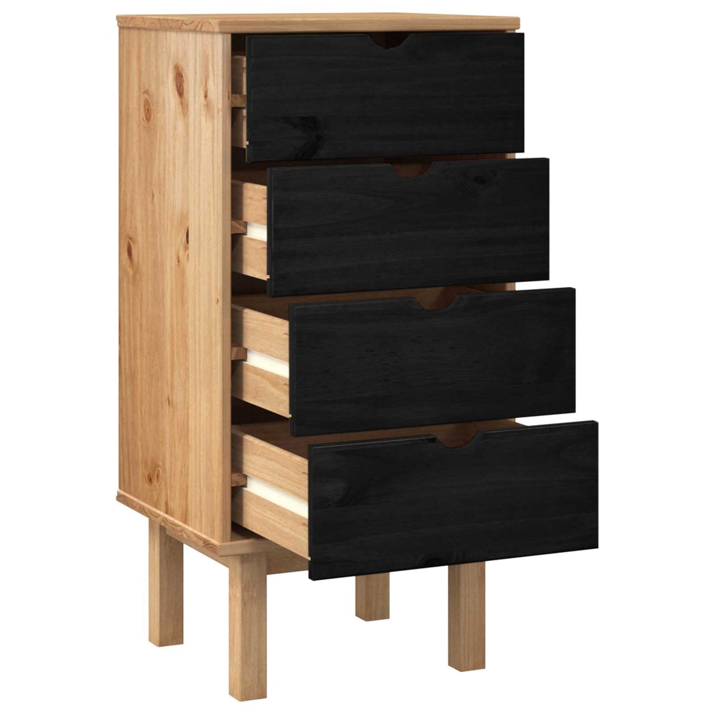 Skuffeskab OTTA Sort 45 x 39 x 90 cm Massivt fyrretræ