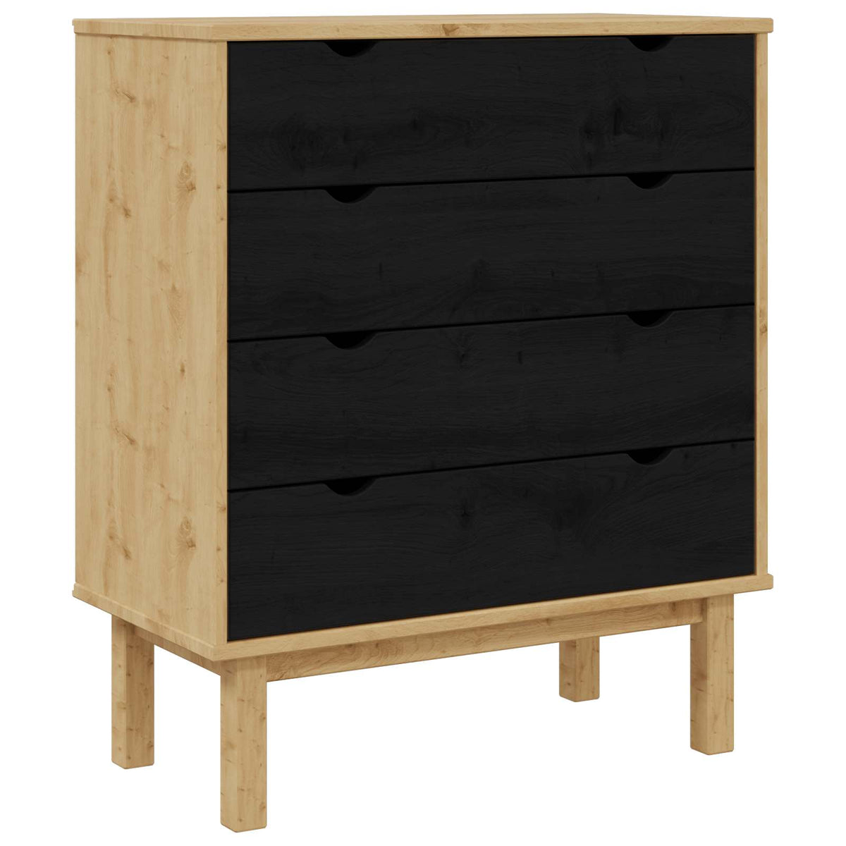 Skuffeskab OTTA Sort 76,5 x 39,5 x 90 cm Massivt fyrretræ