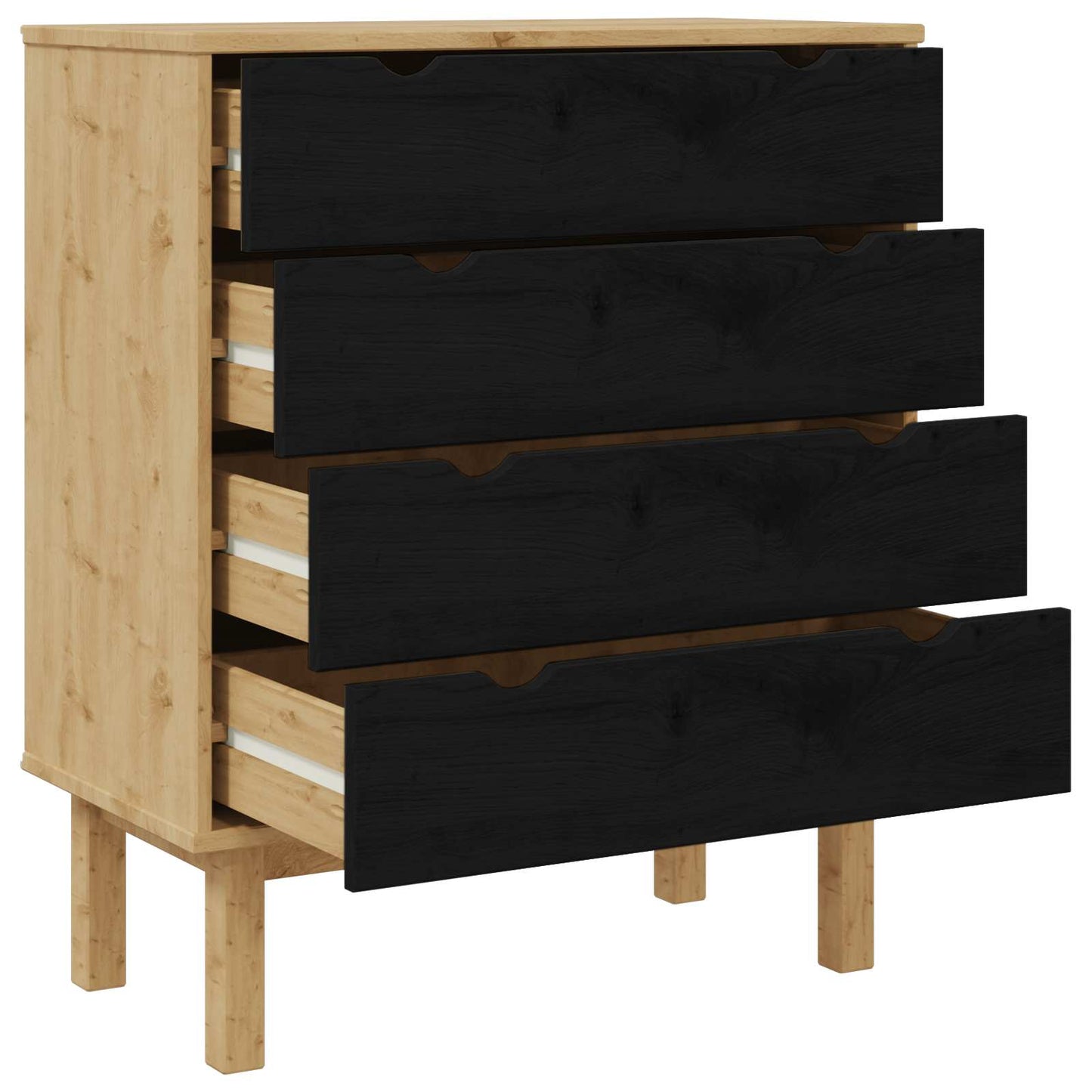 Skuffeskab OTTA Sort 76,5 x 39,5 x 90 cm Massivt fyrretræ