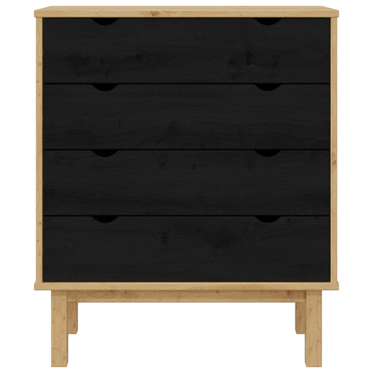 Skuffeskab OTTA Sort 76,5 x 39,5 x 90 cm Massivt fyrretræ