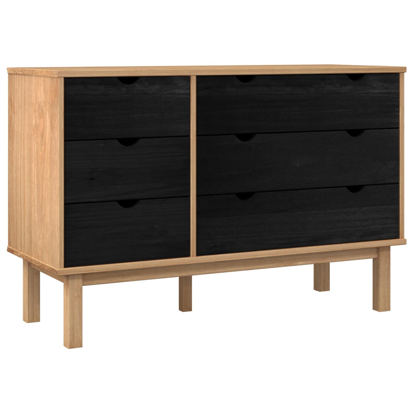 Skuffeskab OTTA Sort 111 x 43 x 73,5 cm Massivt fyrretræ