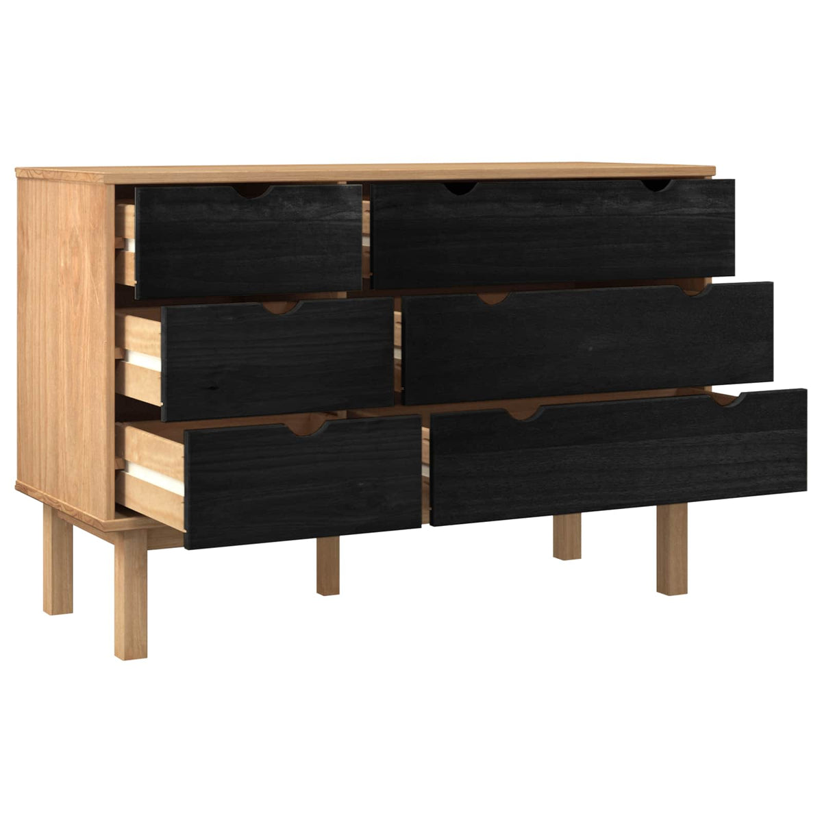 Skuffeskab OTTA Sort 111 x 43 x 73,5 cm Massivt fyrretræ