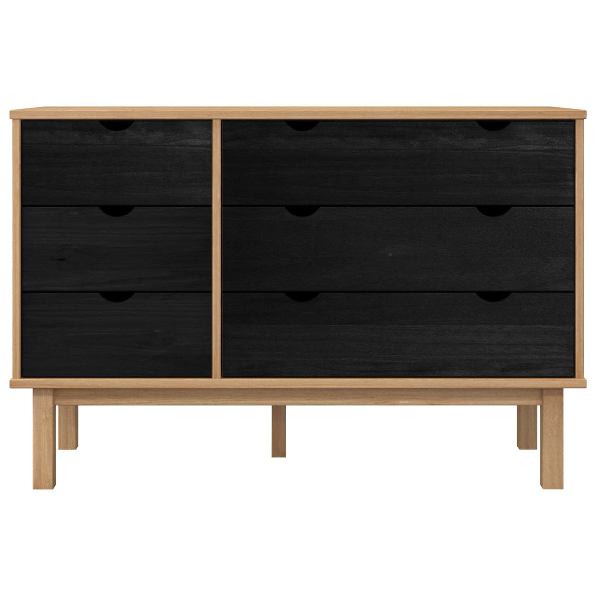 Skuffeskab OTTA Sort 111 x 43 x 73,5 cm Massivt fyrretræ