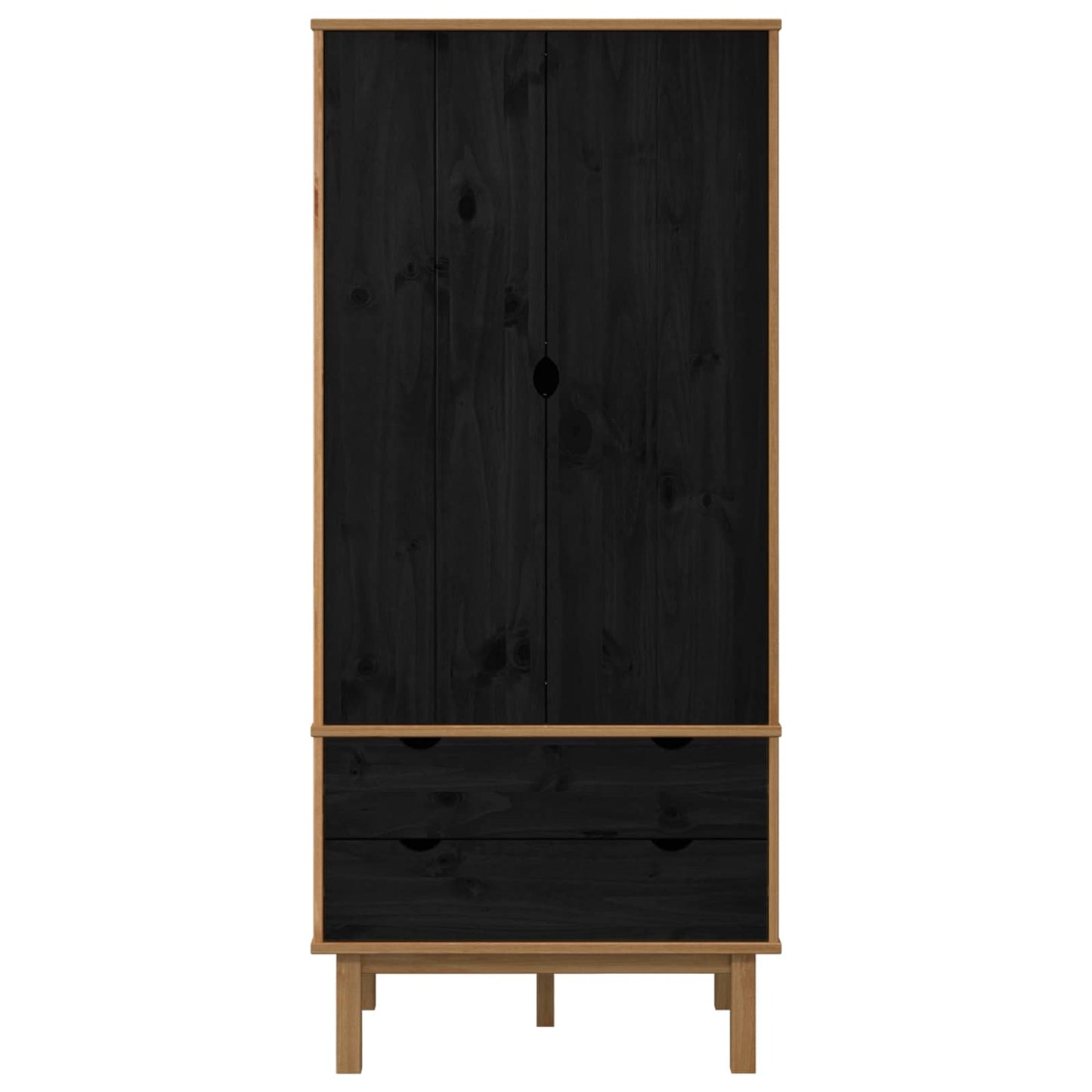 Garderobeskab OTTA Sort 76,5 x 53 x 172 cm Massivt fyrretræ