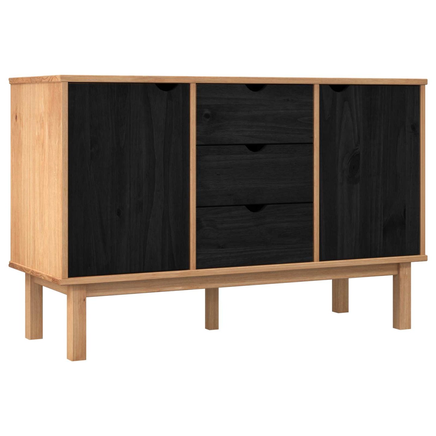 Sideboard OTTA Sort 113,5 x 43 x 73 cm Massivt fyrretræ