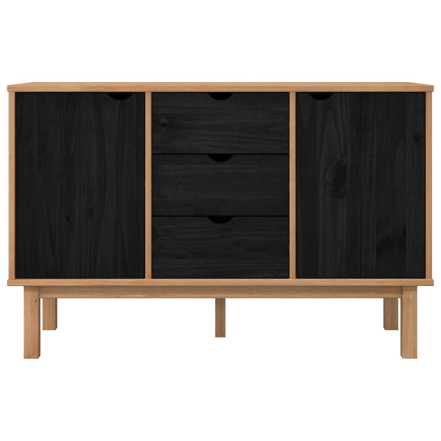 Sideboard OTTA Sort 113,5 x 43 x 73 cm Massivt fyrretræ