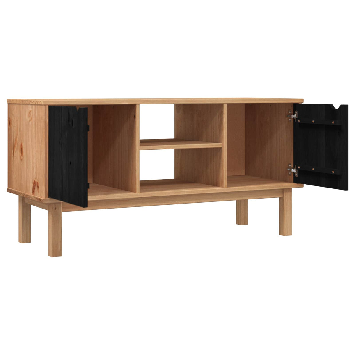 TV-bord OTTA 113,5 x 43 x 57 cm Sort Massivt fyrretræ