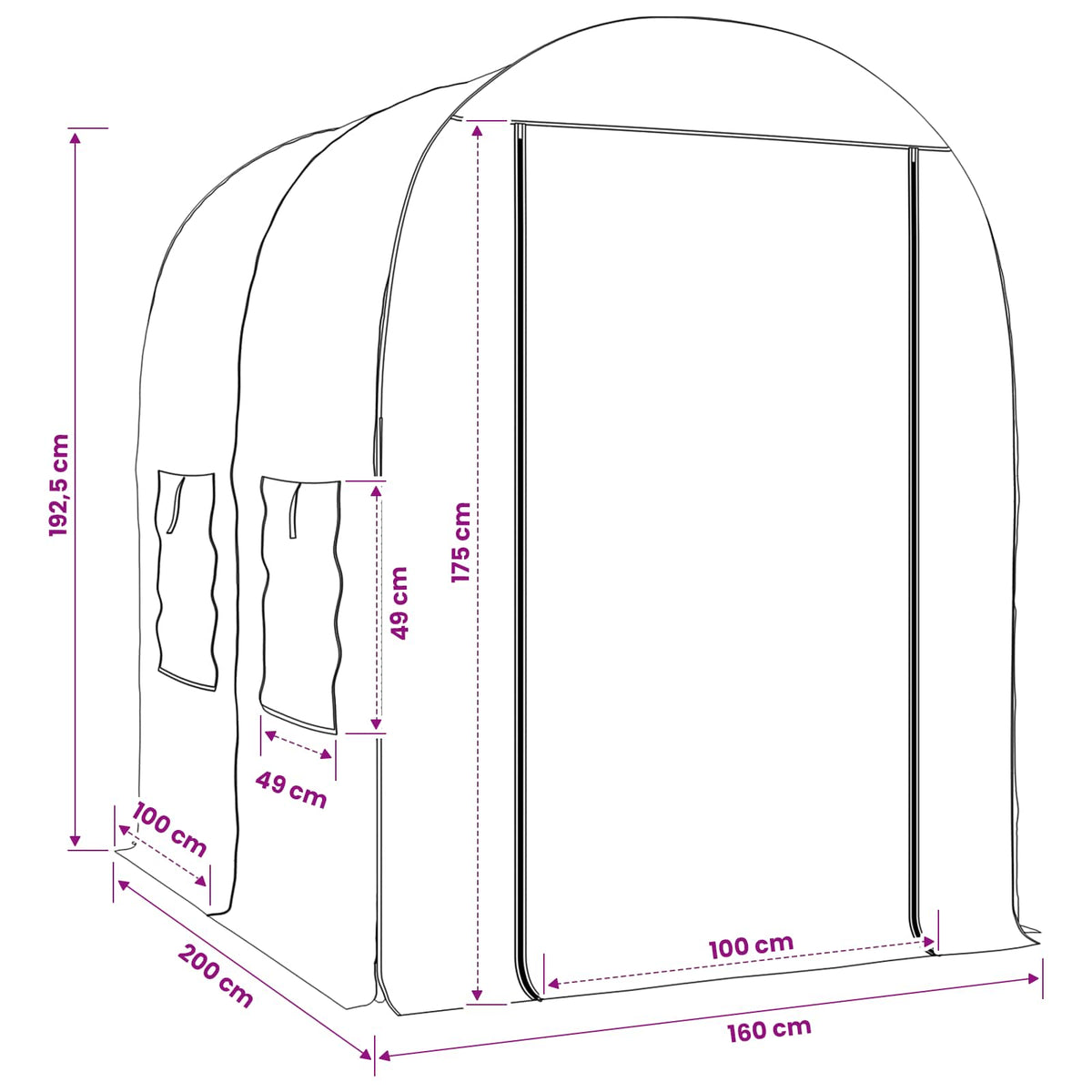 Drivhus med ramme 160 x 200 x 192,5 cm PVC Transparent