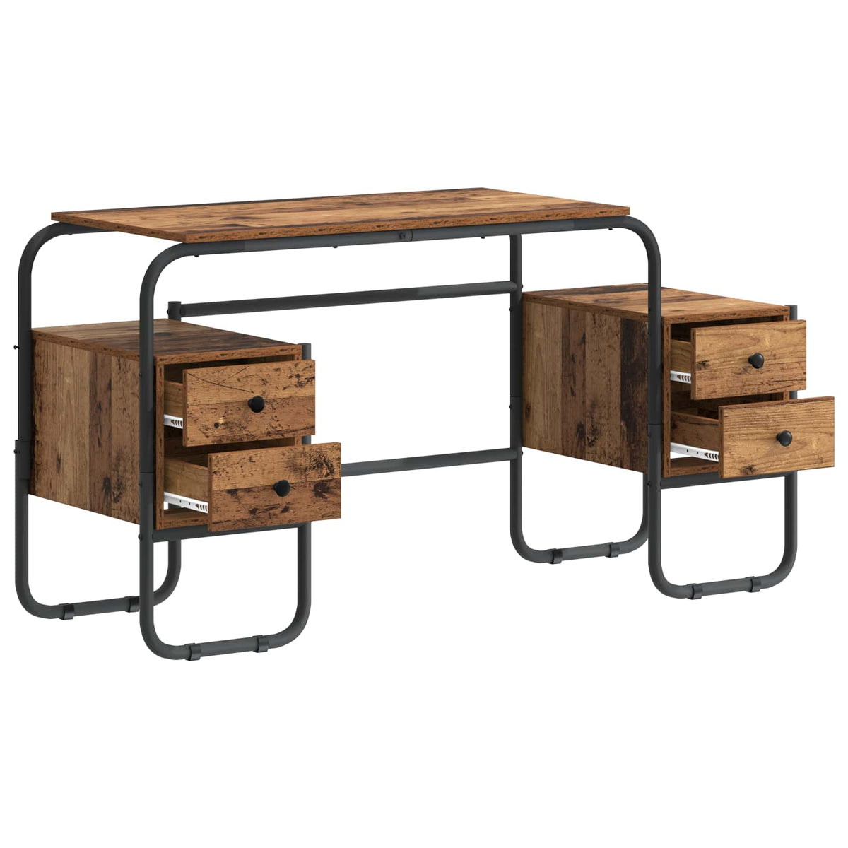Skrivebord med opbevaring Gammelt træ 145 x 50 x 75 cm